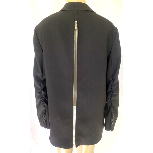 Alberto Makali Jacket Blazer One Button Ruched Sleeve Back Zipper Lined L - Picture 4 of 7